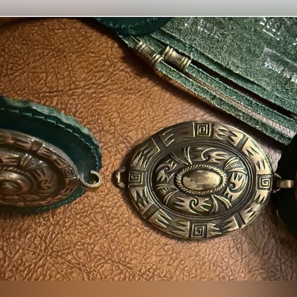 Vtg Western Tooled Green Leather Bead Belt Size M Avion International Spain - Picture 8 of 8